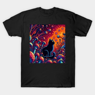 Trippy cat abstract psychedelic art T-Shirt